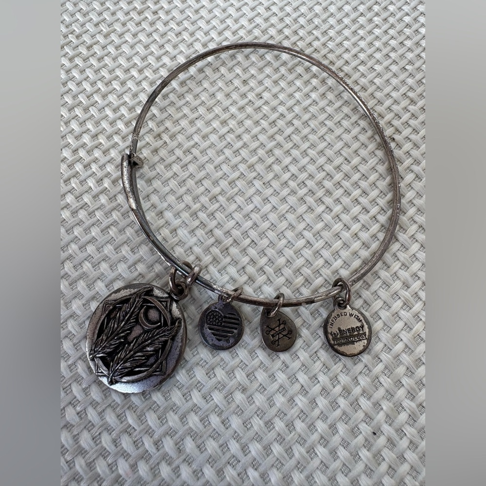 Alex and Ani Silver Braclette 2016 Grace Journey Blessing Wheat Charms